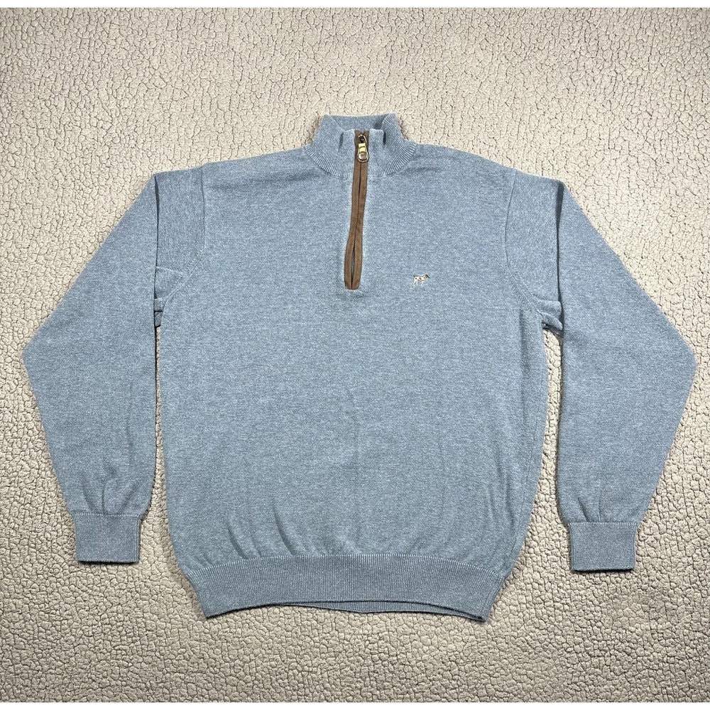 Southern Point Co Sweater Mens Small Blue The Hayward Zip Quarter Zip Cotton